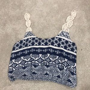 Charlotte Russe navy crop top! Unique pattern!
